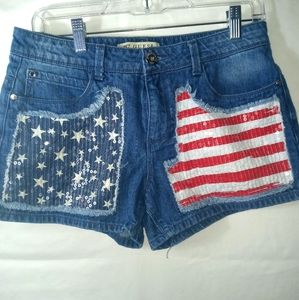 Guess Sequin American Flag Shorts